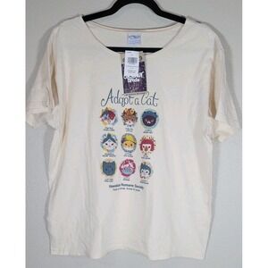 Crazy Shirts Coconut Dyed "Adopt a Cat" Graphic T-Shirt‎ Women's Large...